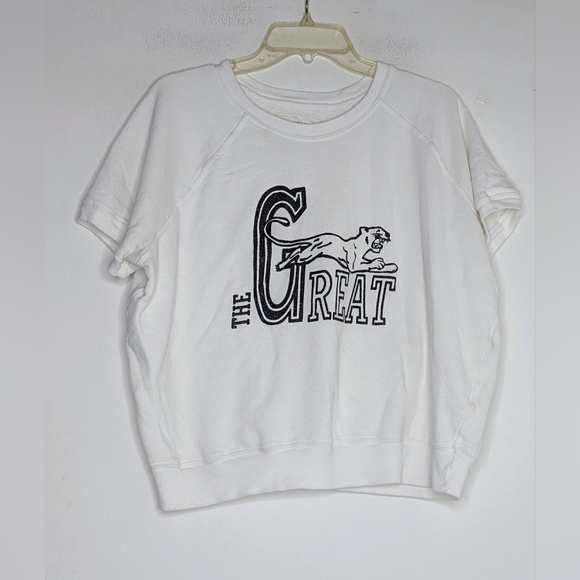 THE GREAT. short sleeve Lion 🦁 sweatshirt  white size 2